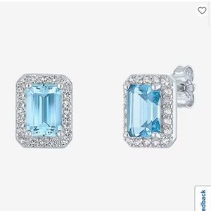 Genuine Blue Topaz Sterling Silver 8mm Stud Earrings